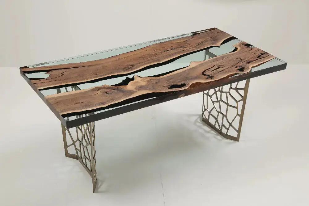 Resin Walnut River Dining Room Table | Voronoi Table by Gizz