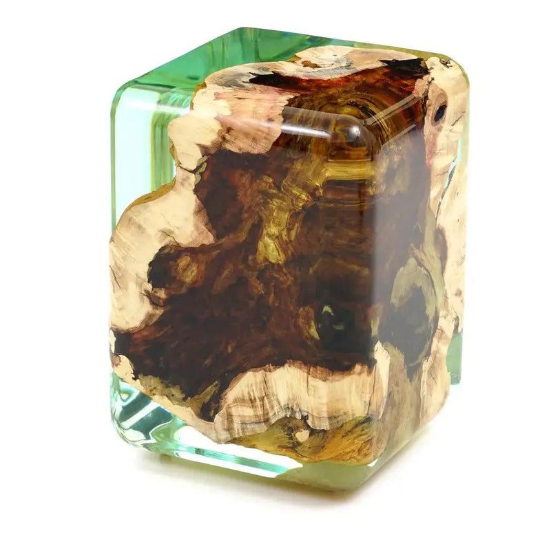 Resin Cube Side Table, Epoxy Wood Stool, Cube Accent Table by Gizz