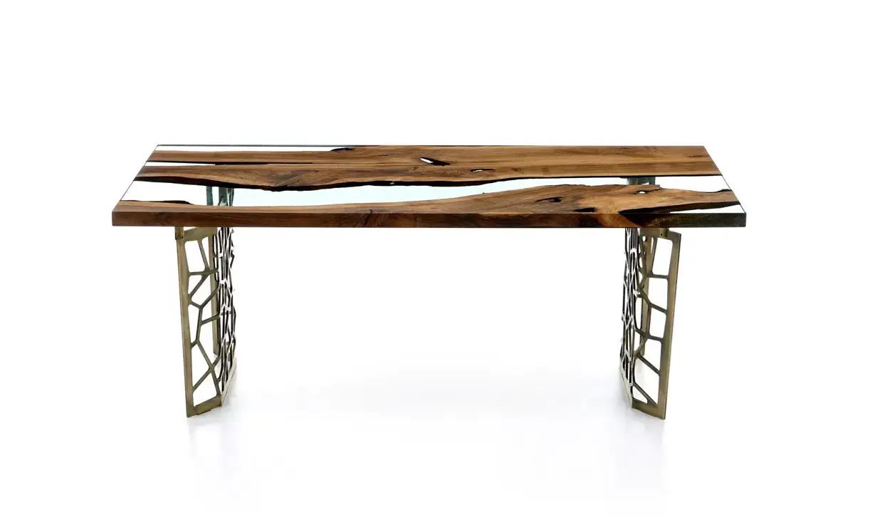 Resin Walnut River Dining Room Table | Voronoi Table by Gizz