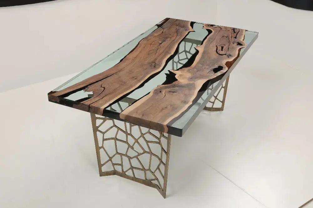 Resin Walnut River Dining Room Table | Voronoi Table by Gizz
