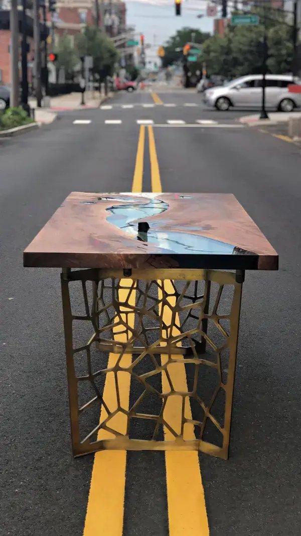 Resin Walnut River Dining Room Table | Voronoi Table by Gizz