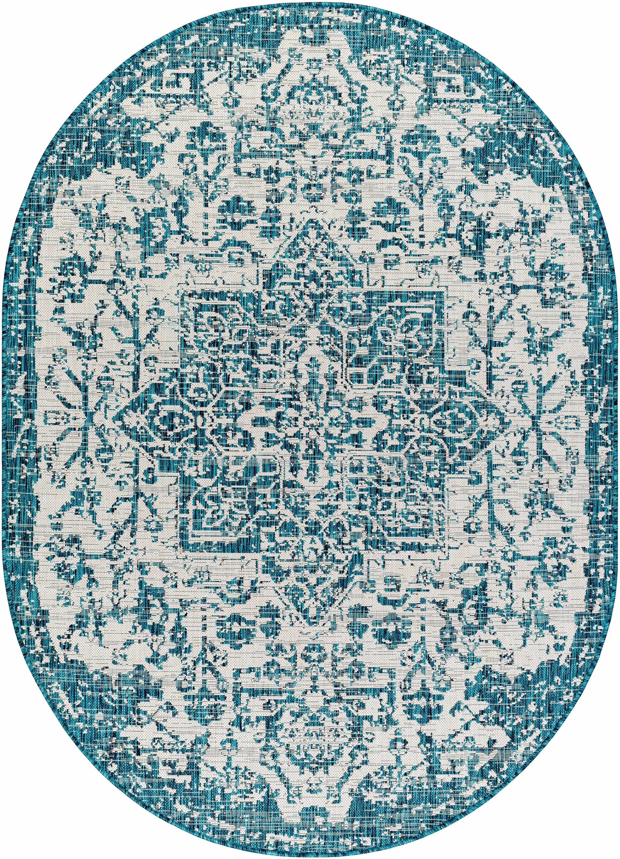 Teal Kilmacolm Indoor & Outdoor Area Rug - Clearance by Boutique Rugs