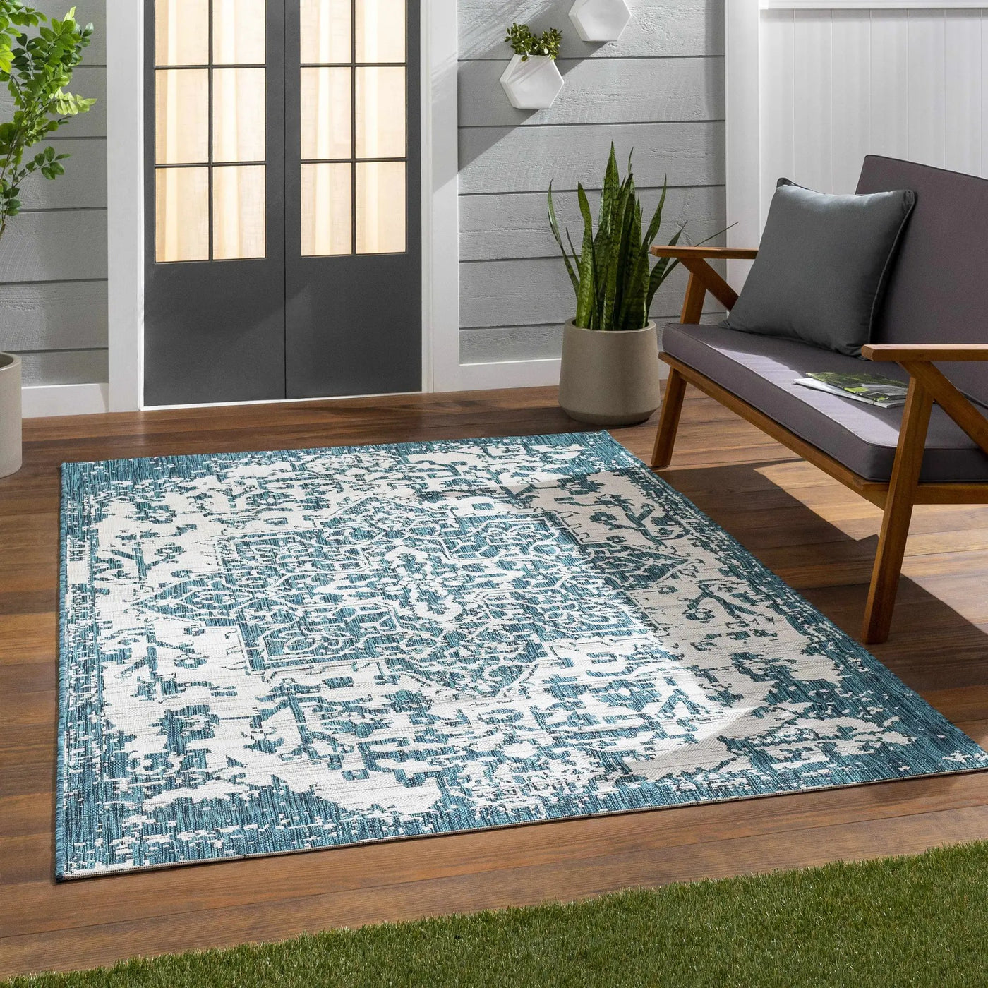 Teal Kilmacolm Indoor & Outdoor Area Rug - Clearance by Boutique Rugs