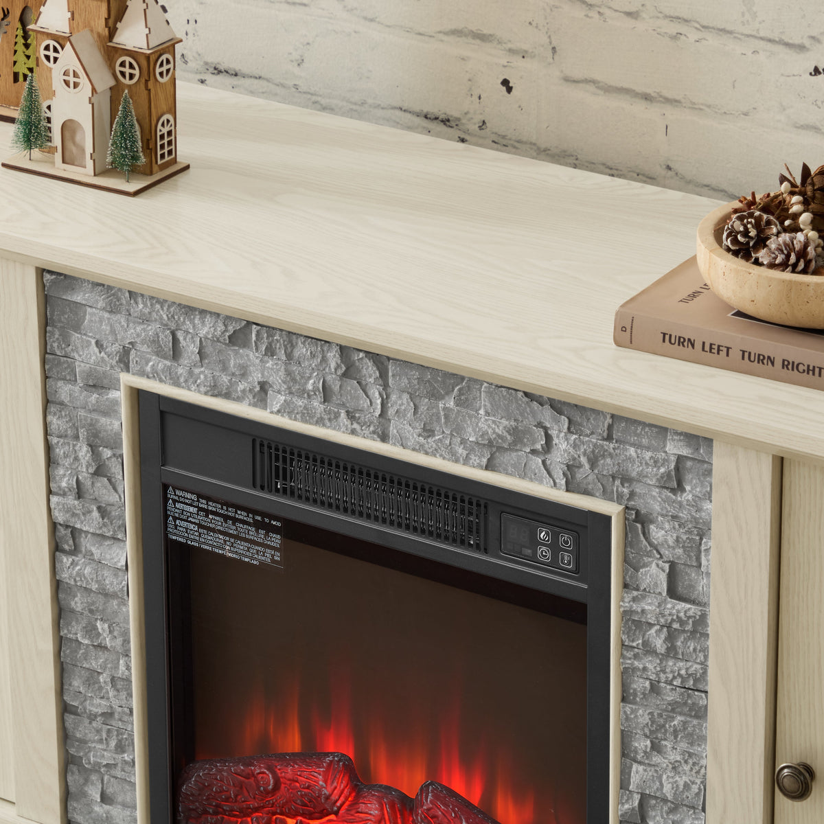 58" Modern TV Stand with Electric Fireplace and Storage, photo 14 of 20