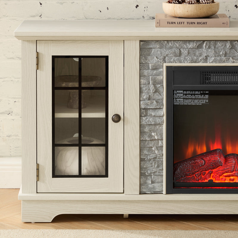 58" Modern TV Stand with Electric Fireplace and Storage, photo 8 of 20