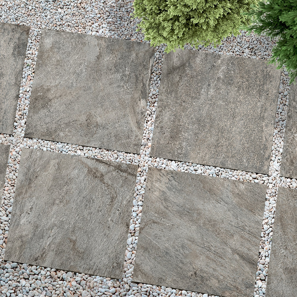 Warm Gray Natural Stone Look Porcelain Pavers 24x24 Porcelain Natural 24x24 Pavers — 2