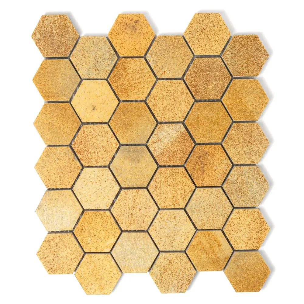 Warm Maize Hexagon Marble Tiles 10 3/8x12