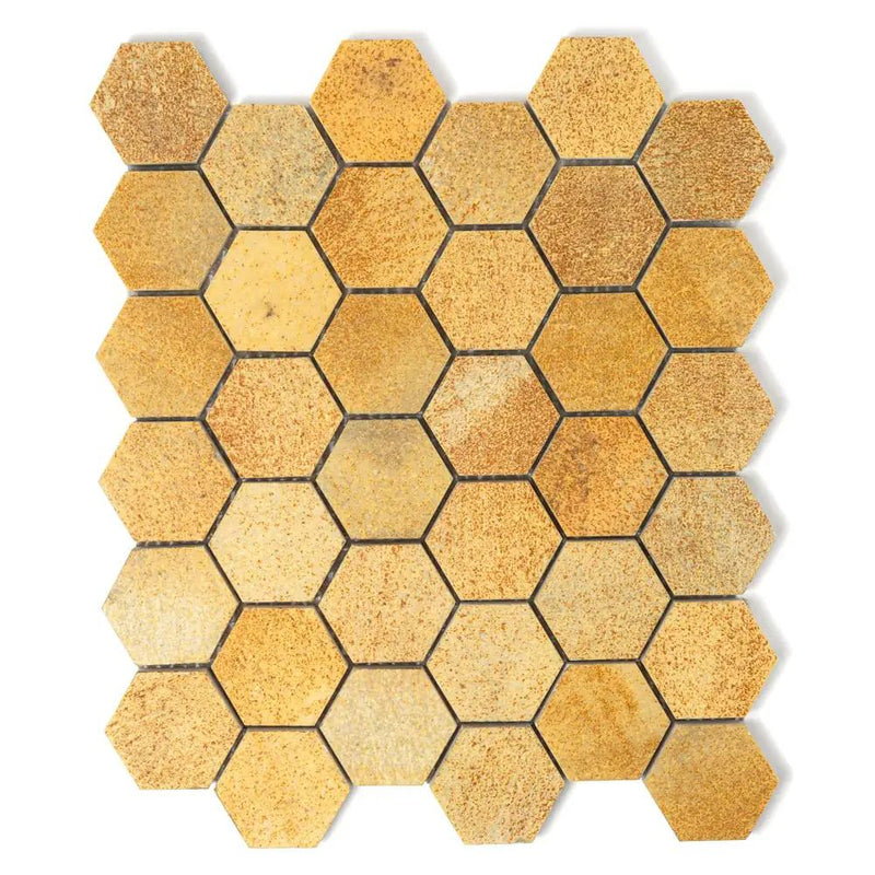 Warm Maize Hexagon Marble Tiles 10 3/8x12