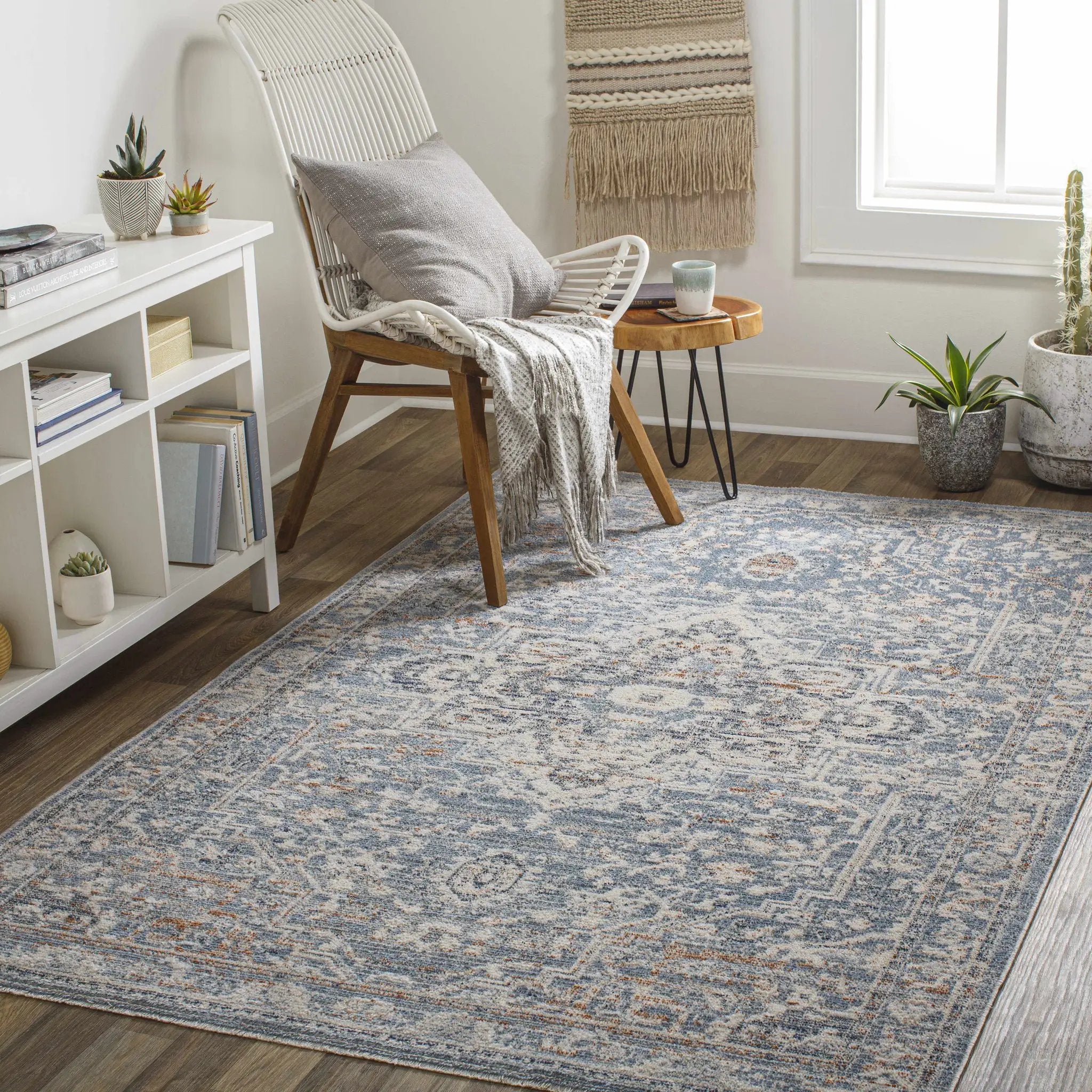 Buguey Cream&Blue Area Rug - Clearance by Boutique Rugs