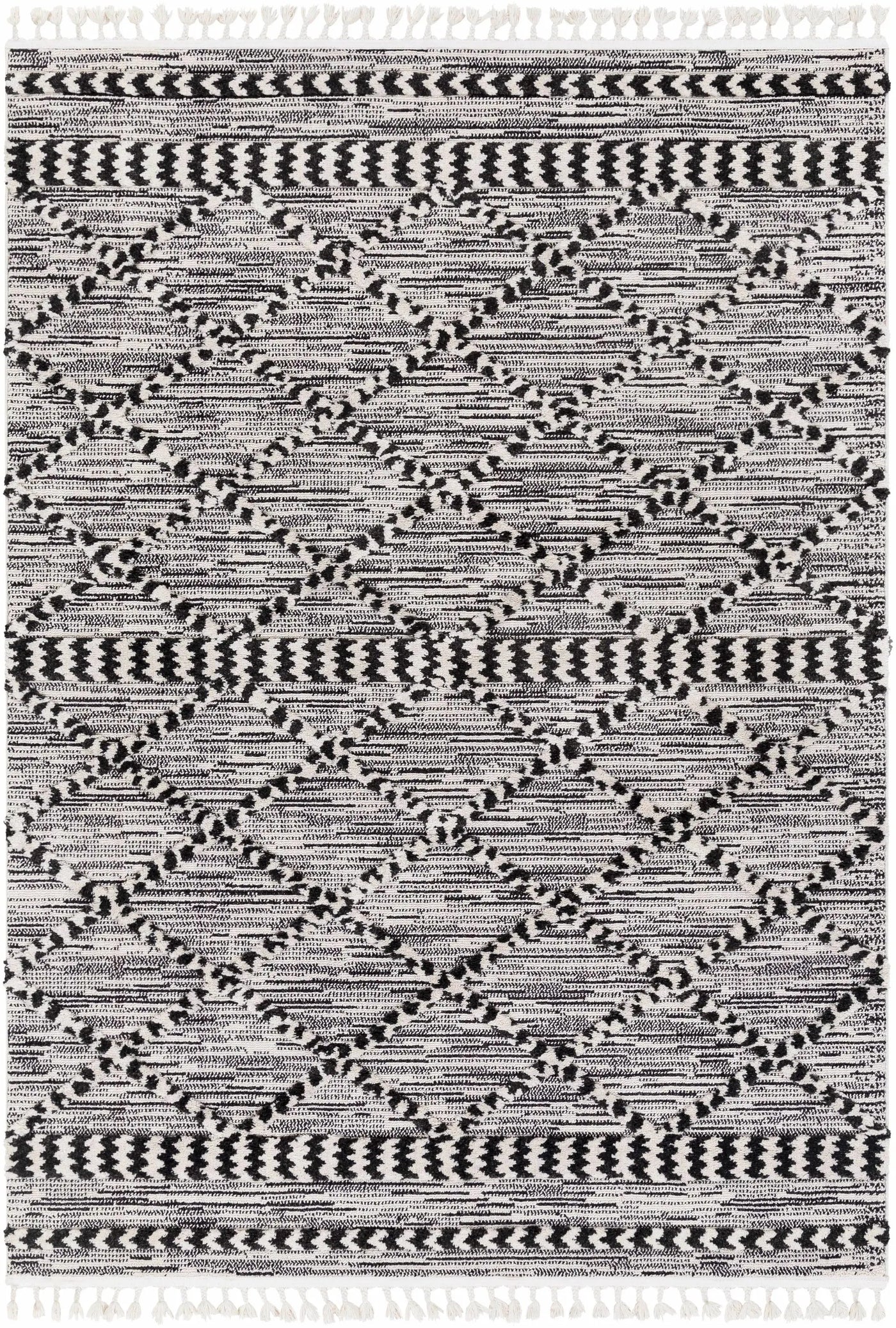 Warrandyte 5x7 Black&White High-Low Rug - Clearance by Boutique Rugs