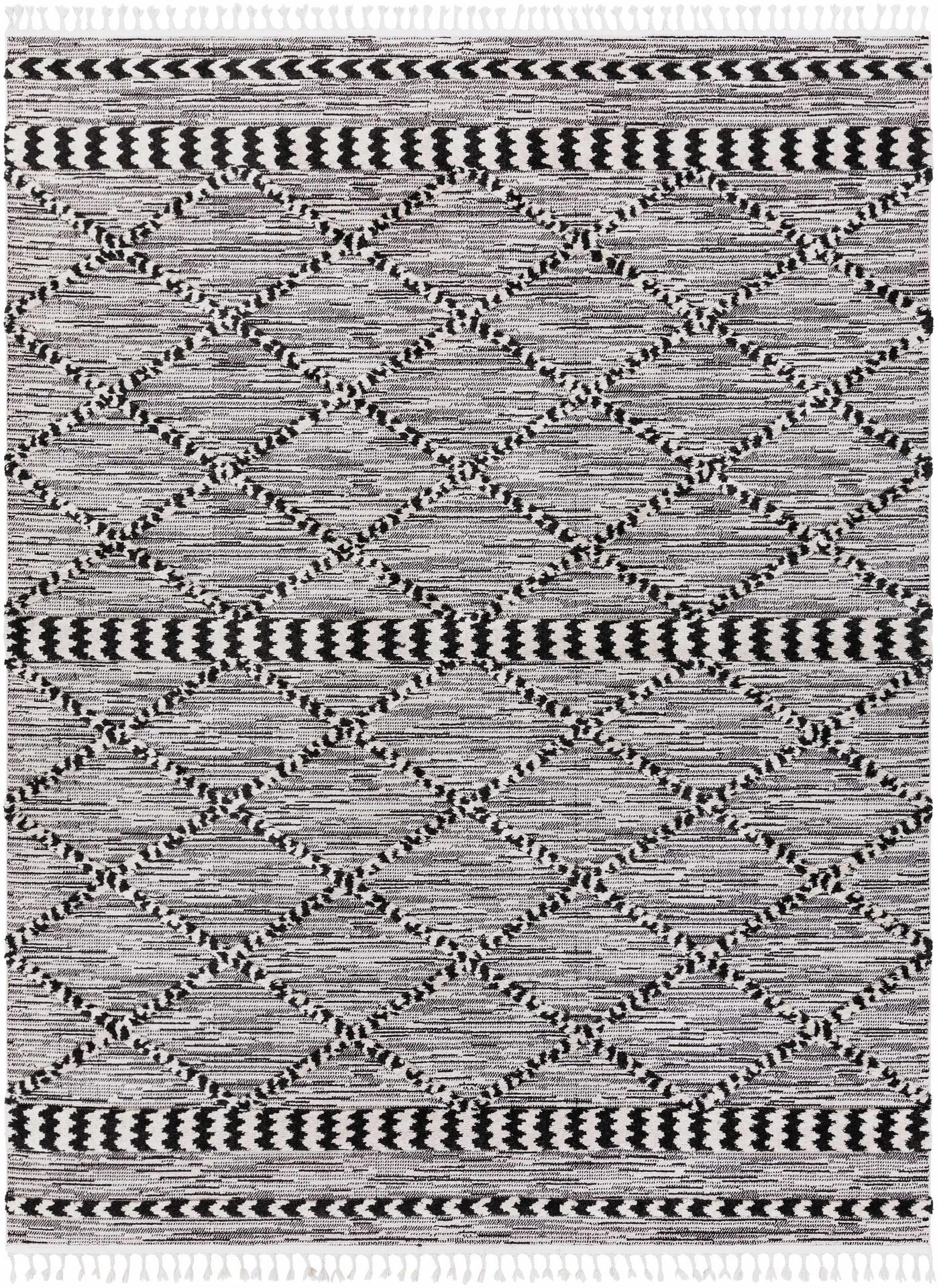 Warrandyte 5x7 Black&White High-Low Rug - Clearance by Boutique Rugs