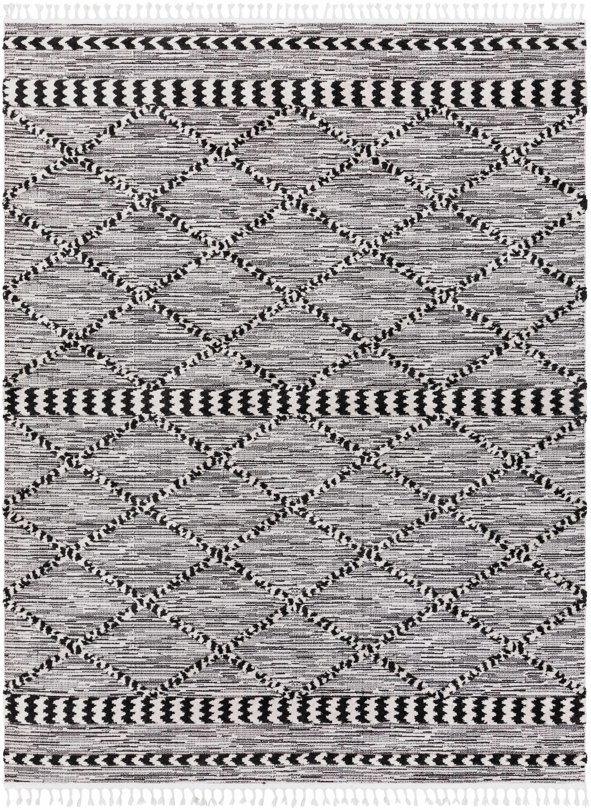 Warrandyte 5x7 Black&White High-Low Rug - Clearance by Boutique Rugs