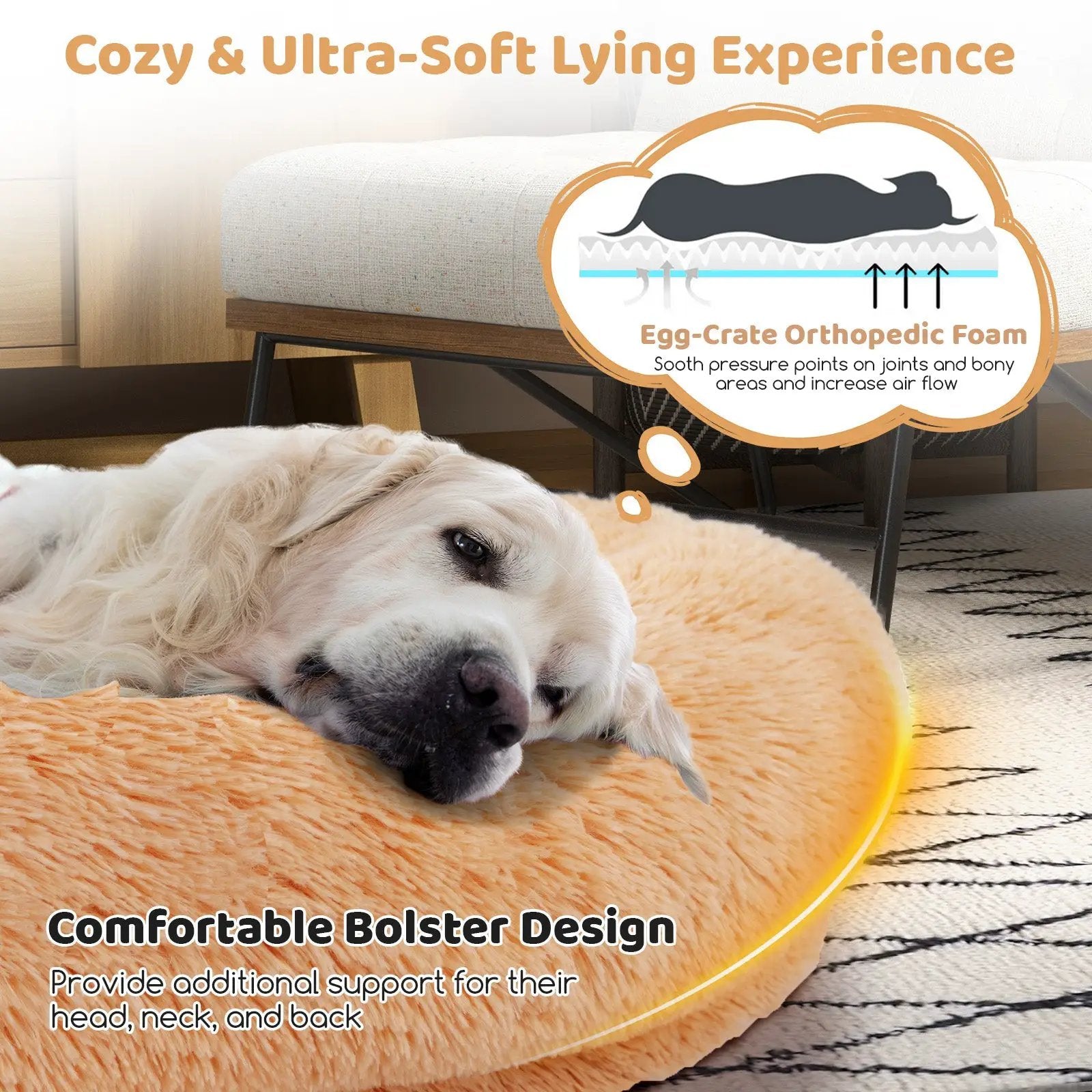 Washable Fluffy Human Dog Bed with Soft Blanket and Plump Pillow by DirectDeals