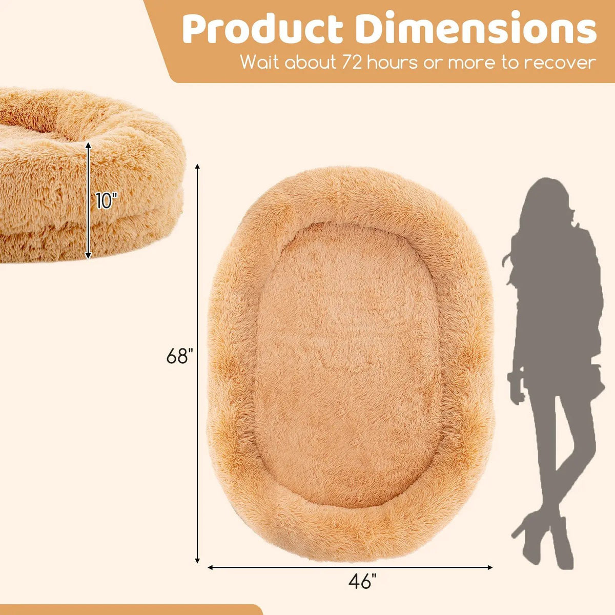 Washable Fluffy Human Dog Bed with Soft Blanket and Plump Pillow by DirectDeals