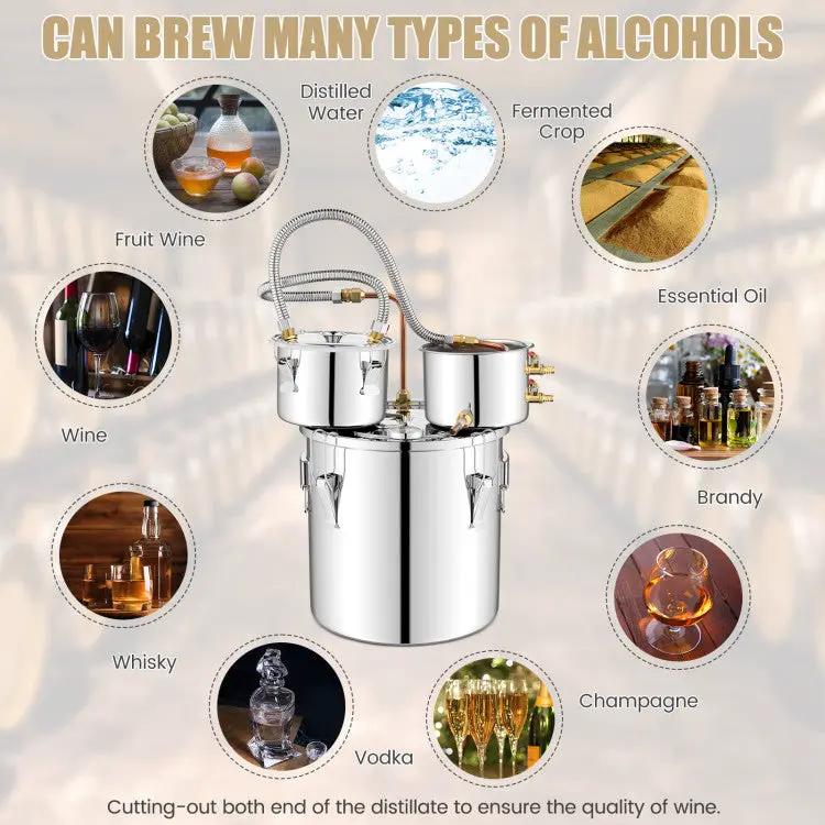 5/10 Gal 22/38 L Water Alcohol Distiller for DIY Whisky by DirectDeals