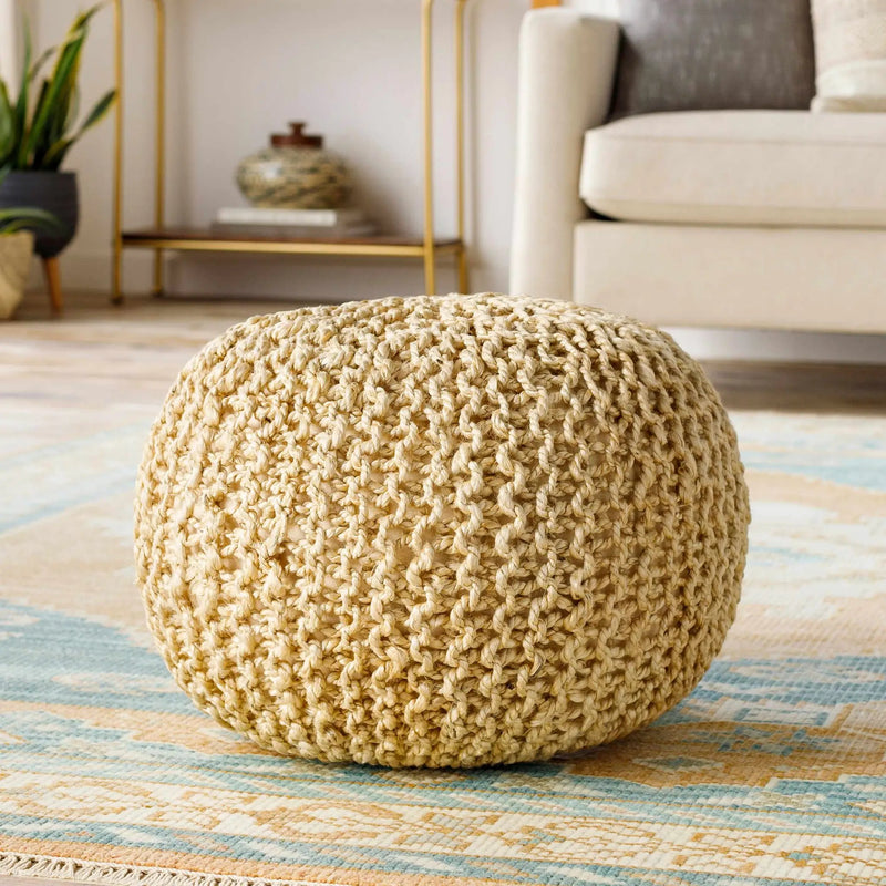 Watseka Jute Knitted Pouf by Boutique Rugs
