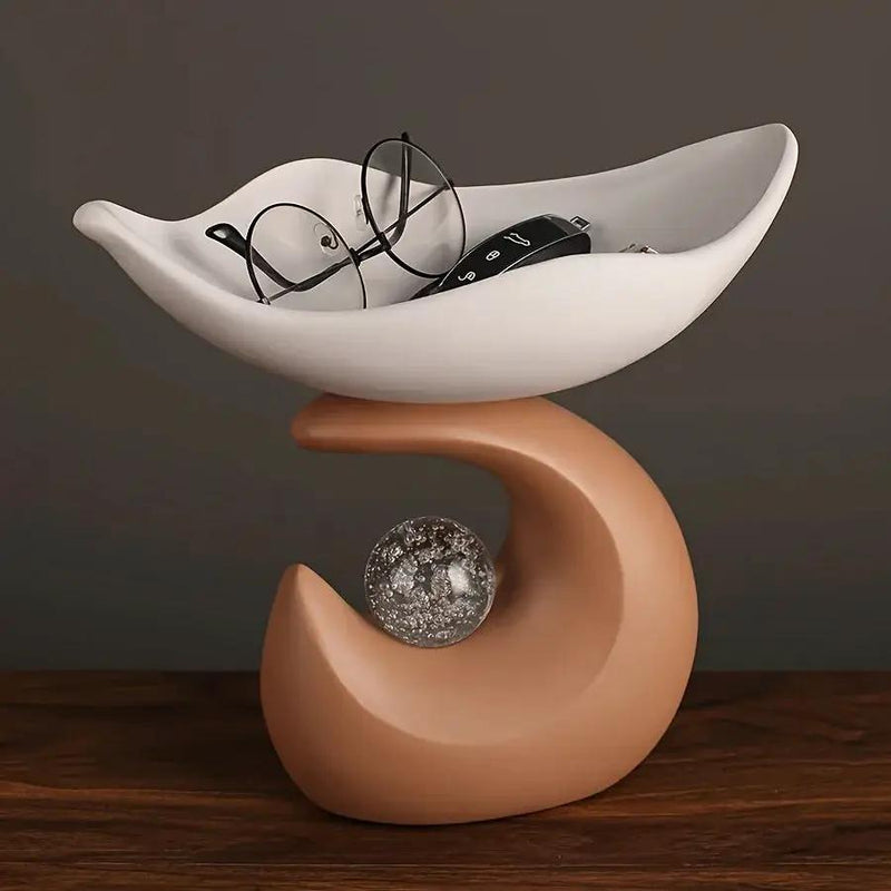 Wavy Entryway Trinket Tray with Crystal Ball by House Of Avana
