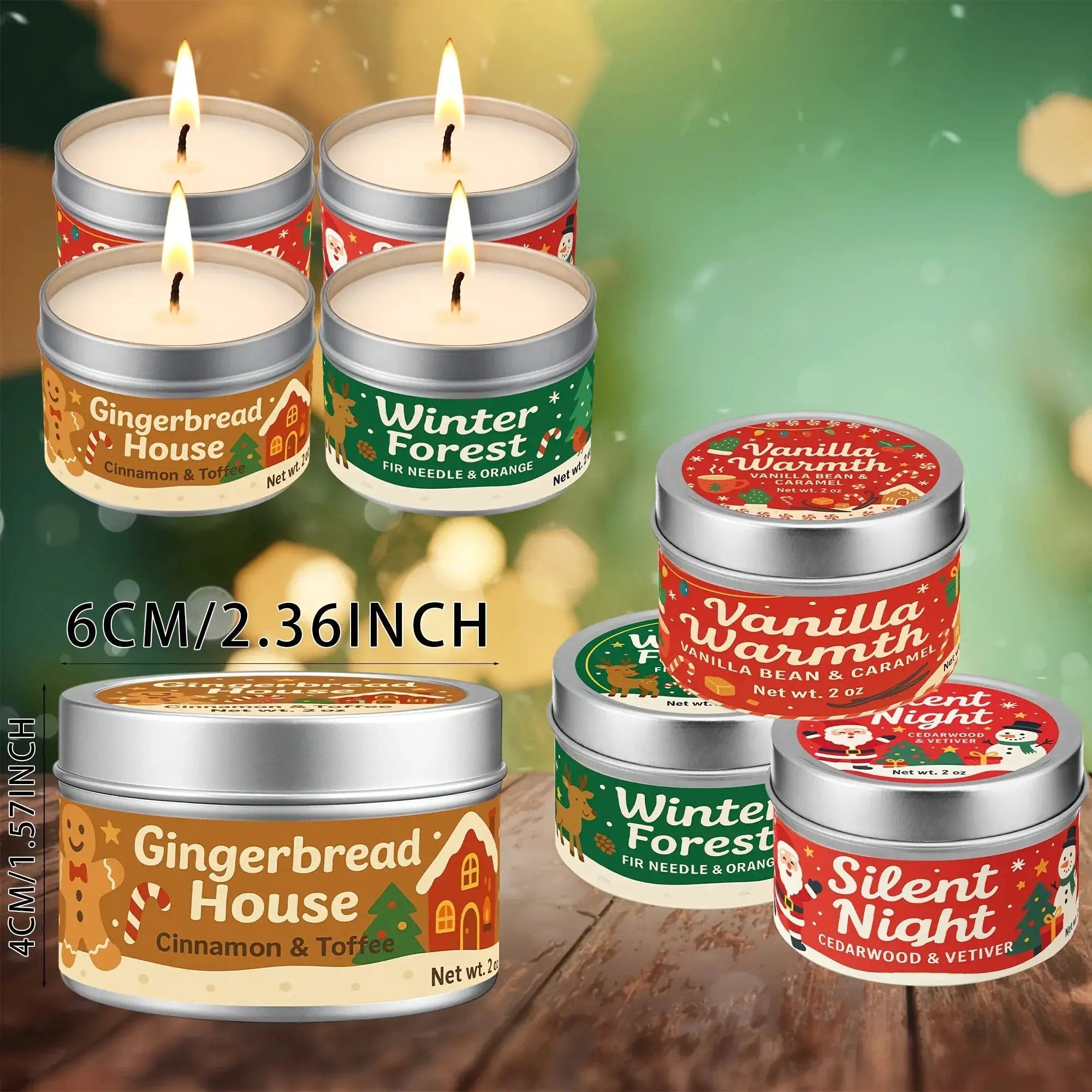 Wax Candle Set with 4 Christmas Scents and Gift Packaging by House Of Avana