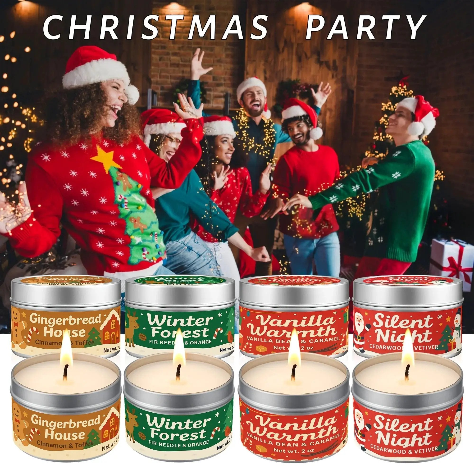 Wax Candle Set with 4 Christmas Scents and Gift Packaging by House Of Avana