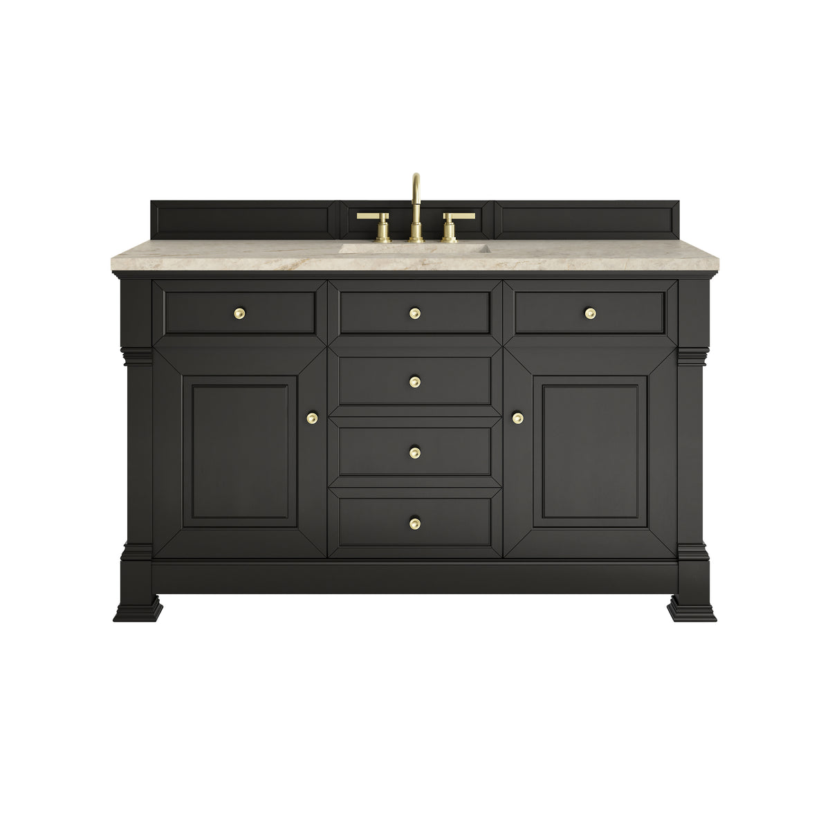 James Martin Brookfield 60" Single Bathroom Vanity, Black Onyx with Tajnar countertop