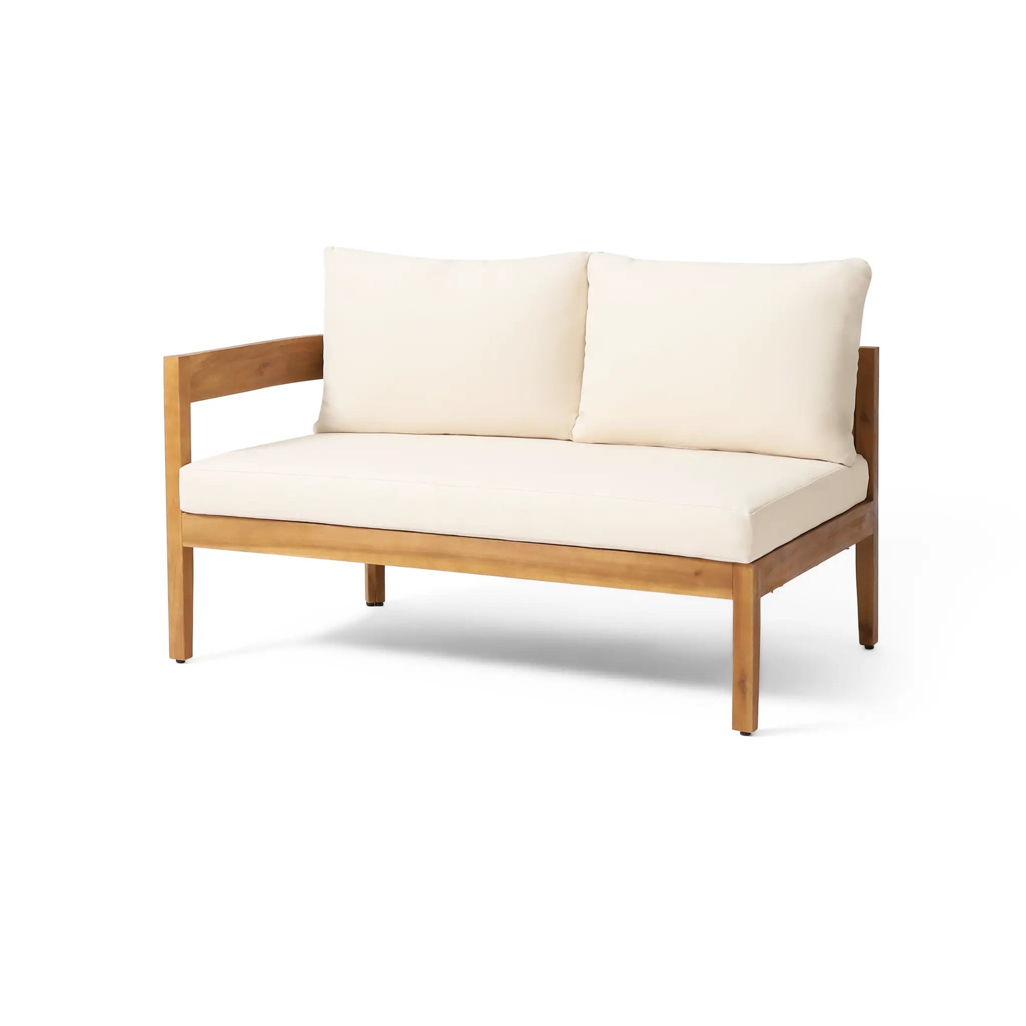 Brooklyn 3-Pieces Patio Conversation Set, Teak+Beige by HouseOfZazla