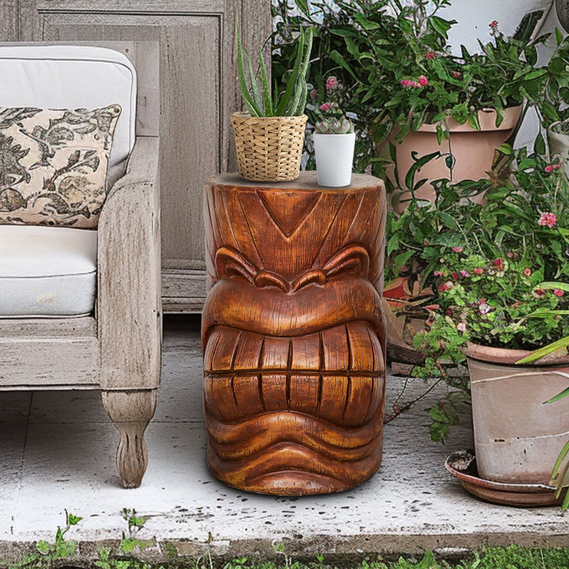 Concrete Hawaiian Tiki Statue Side Table 19 Inch, photo 2 of 9