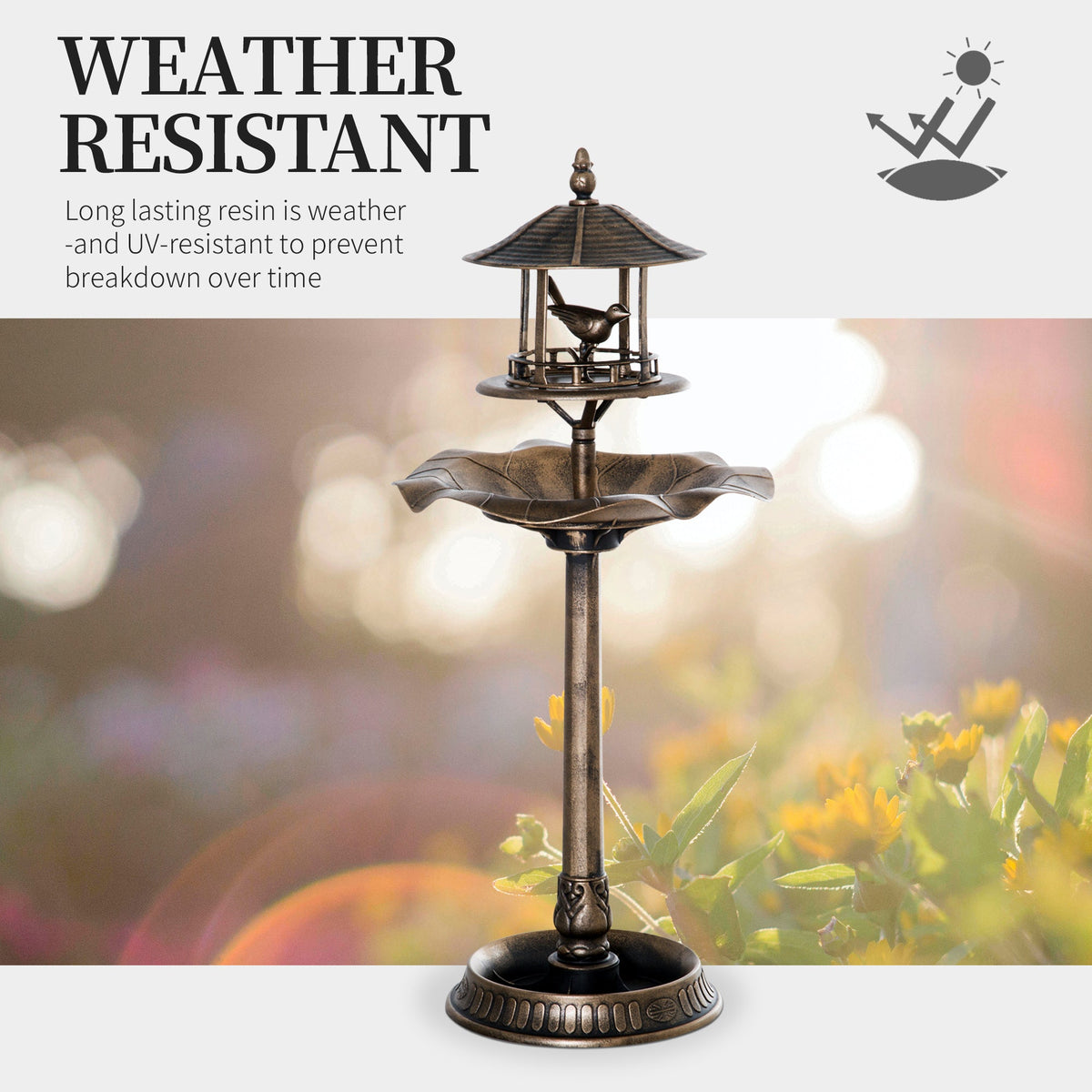 Resin Tall Bird Bath Feeder and Planter 44 Inch, photo 3 of 9