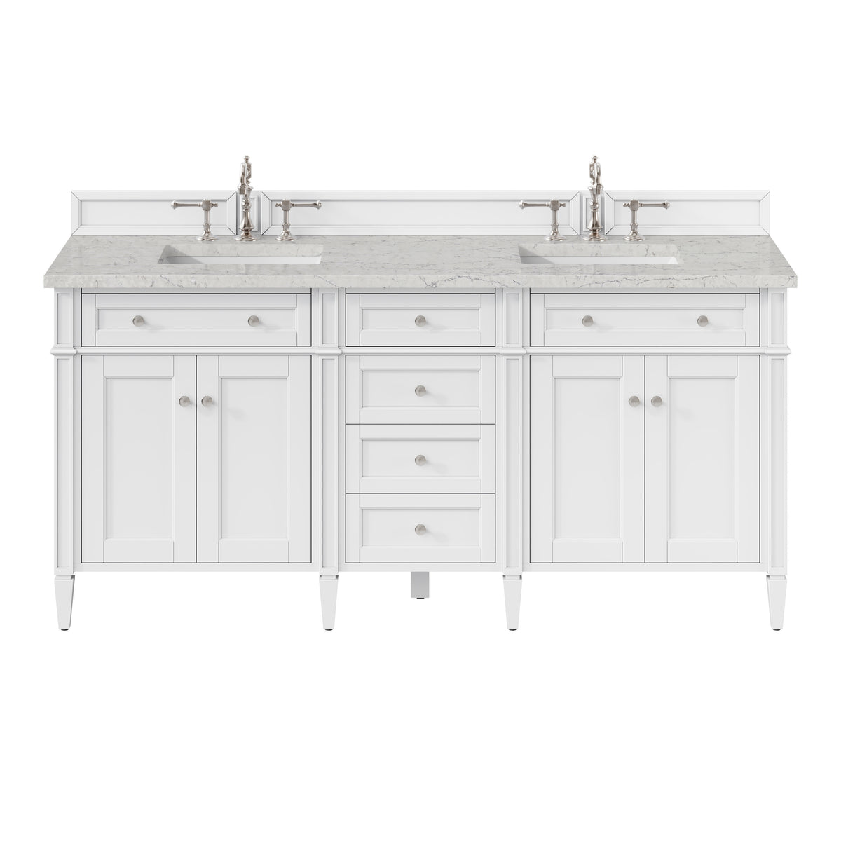 James Martin Brittany 72" Double Bathroom Vanity, Bright White with Eternal Jasmine Pearl countertop