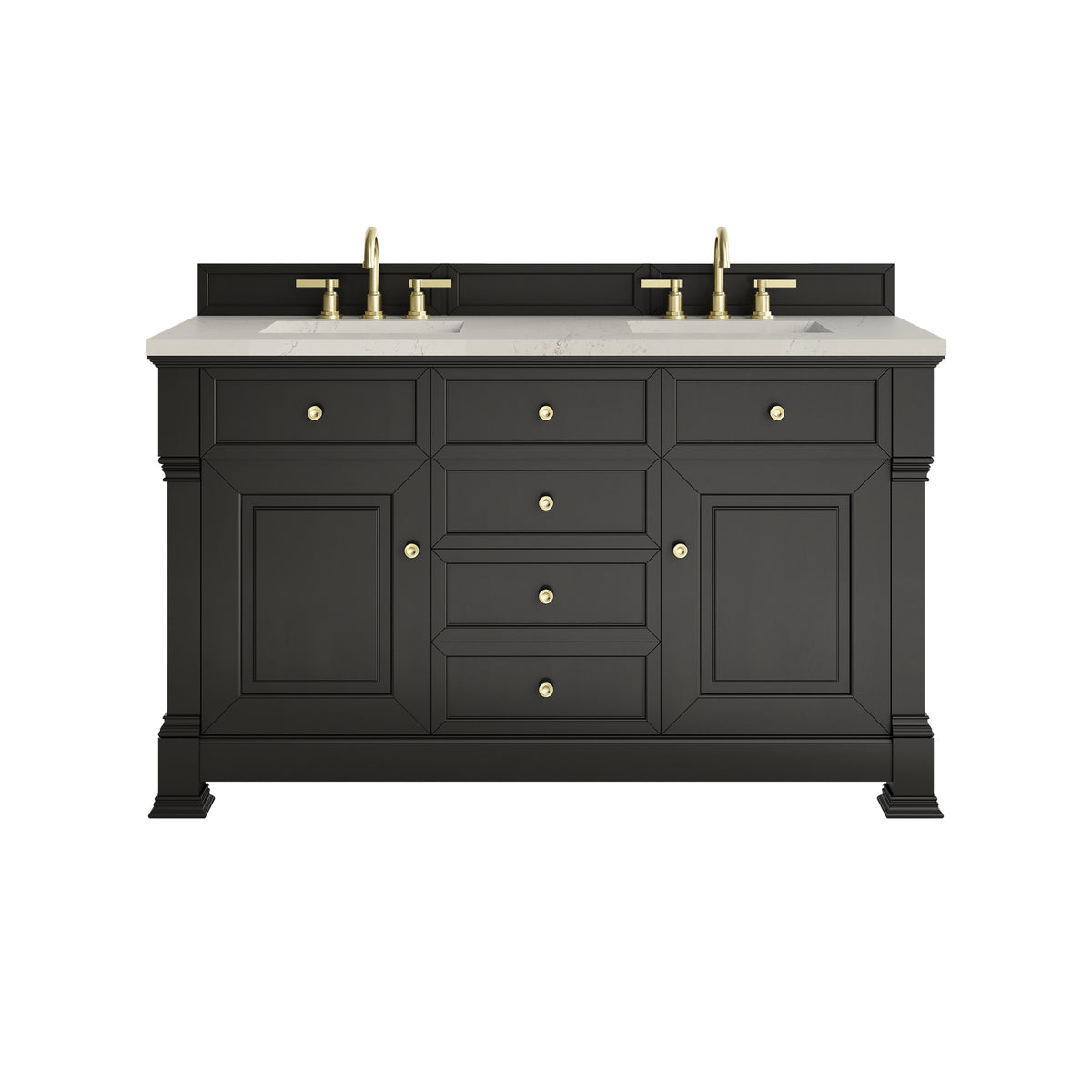James Martin Brookfield 60" Double Bathroom Vanity, Black Onyx with Siberian countertop