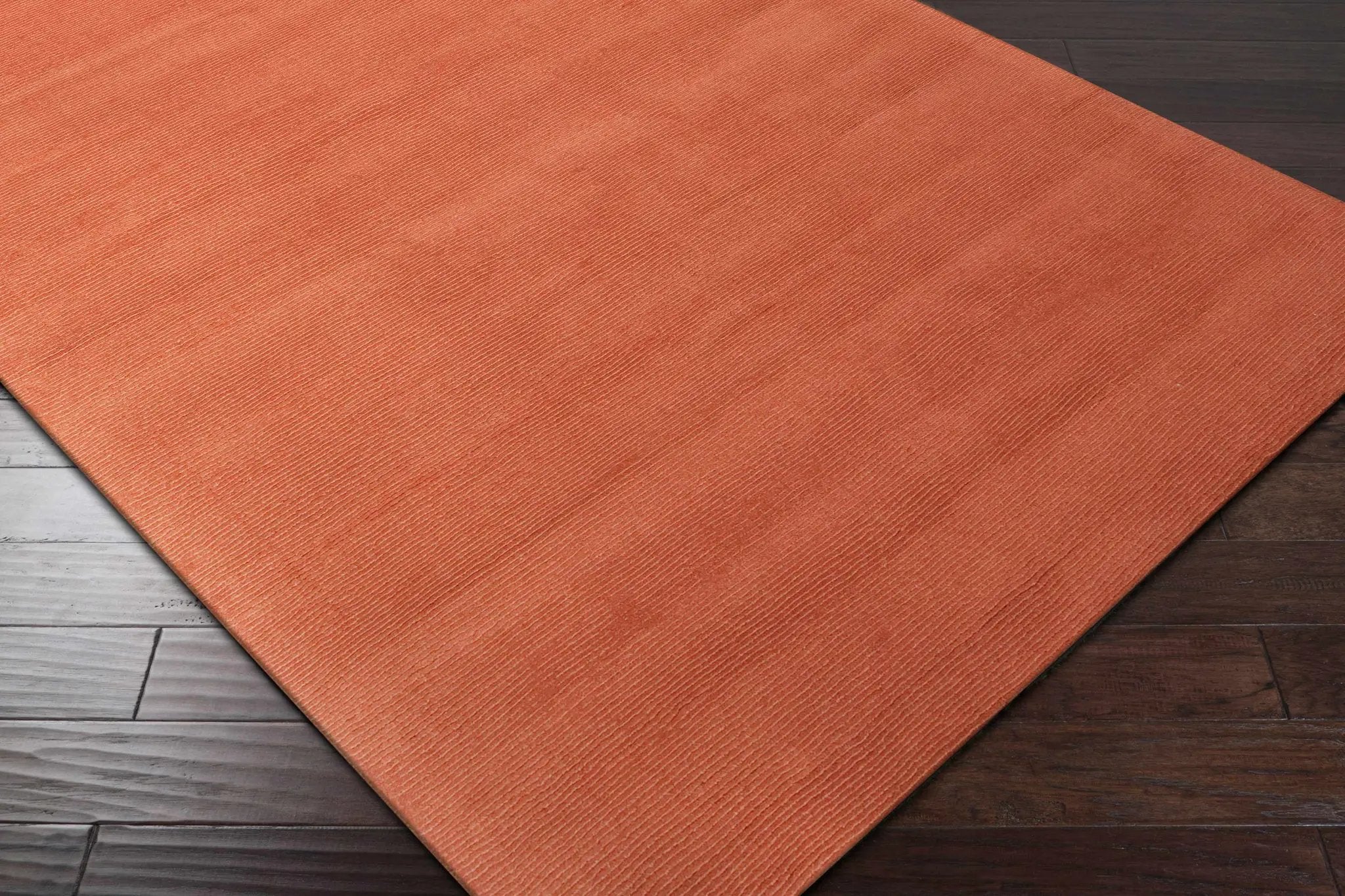 Brockton Solid Orange Wool Rug by Boutique Rugs