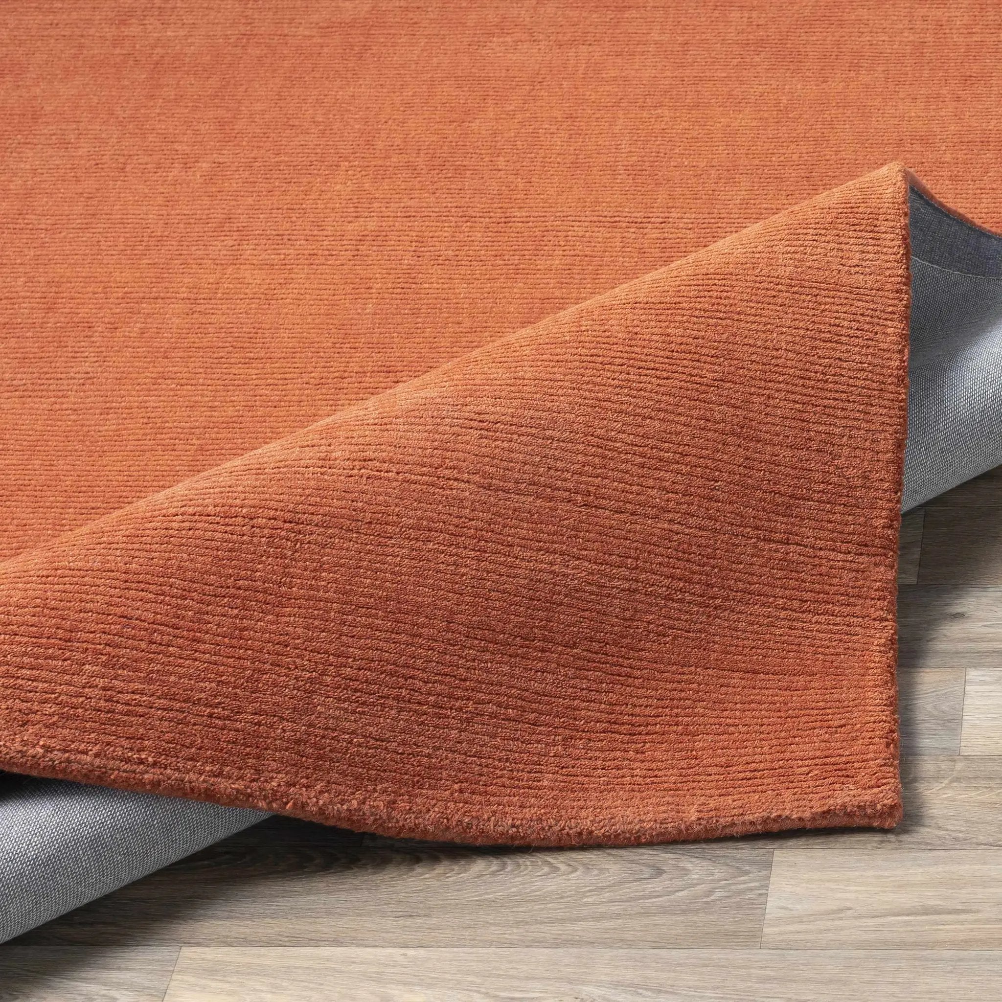 Brockton Solid Orange Wool Rug by Boutique Rugs