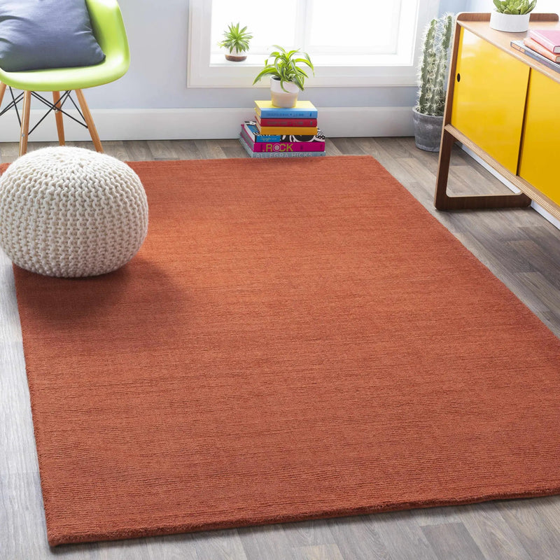 Brockton Solid Orange Wool Rug by Boutique Rugs
