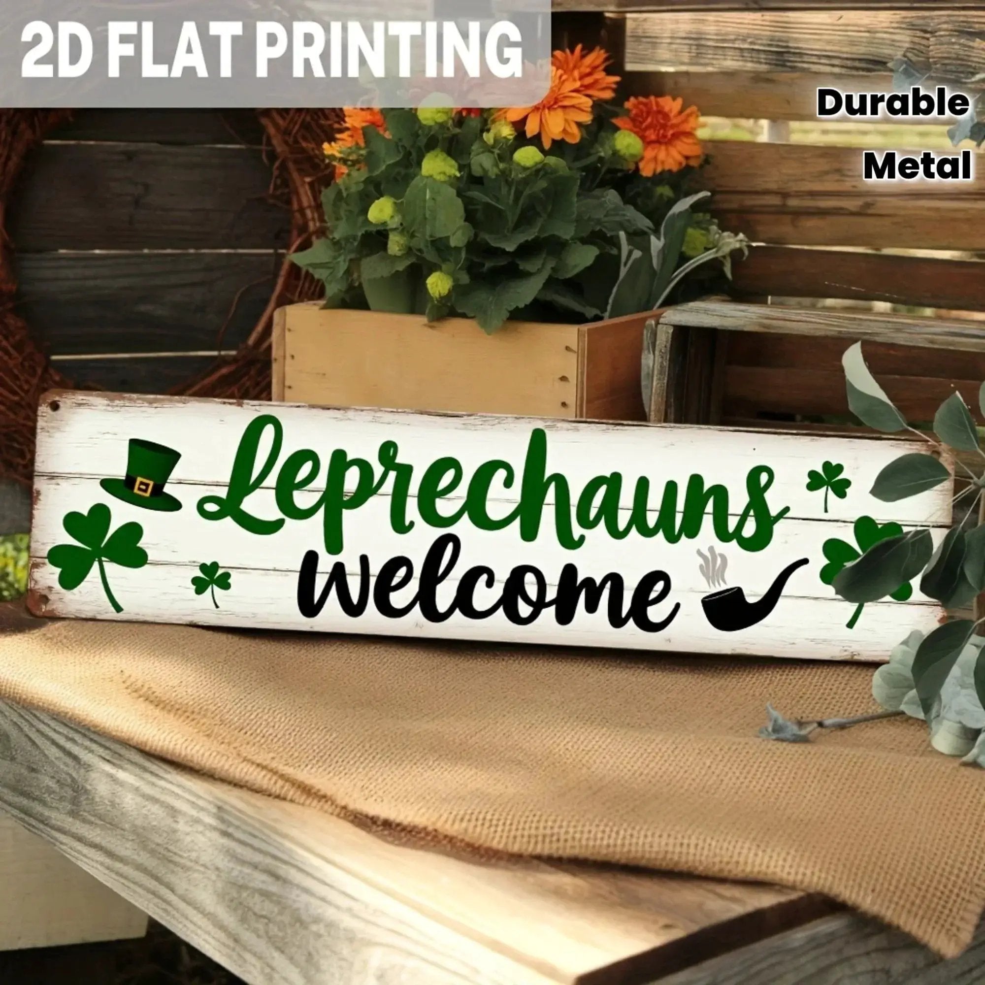 Welcome Sign - Rustic Metal Leprechaun Wall by House Of Avana