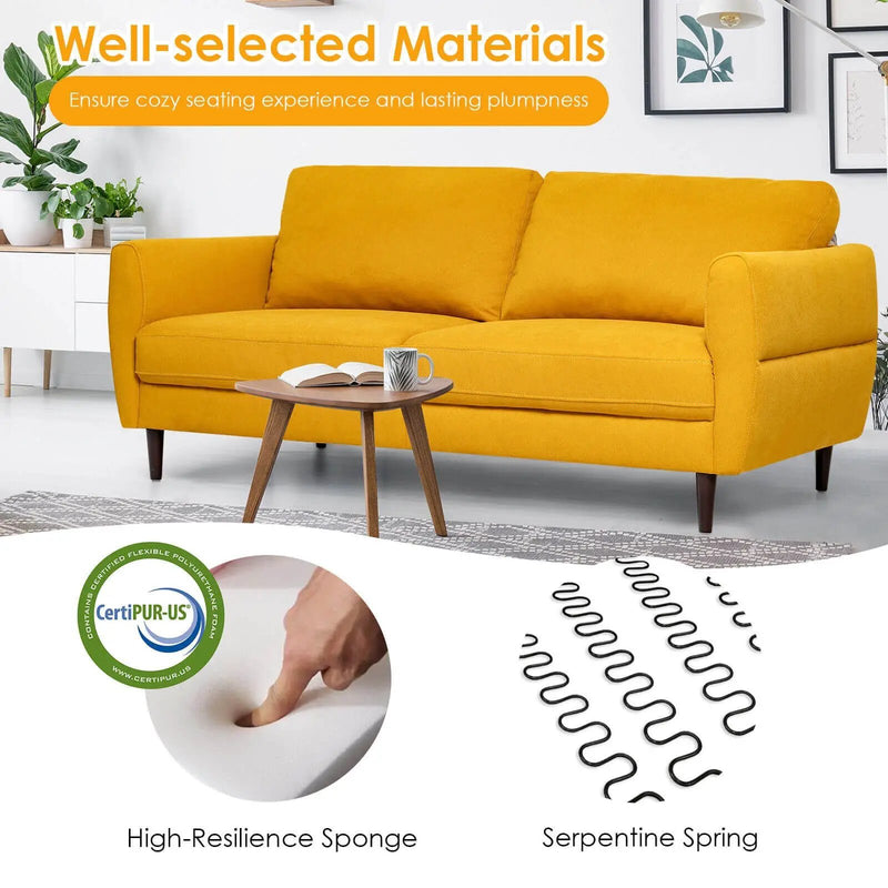 72 Inch Small Fabric Loveseat Sofa Couch with Wood Legs by DirectDeals