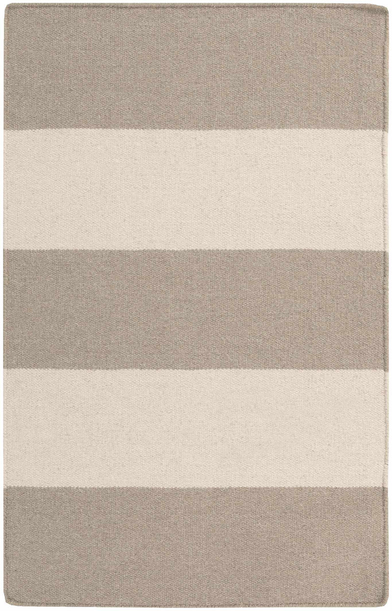 Ingersoll Beige&Gray Striped Wool Area Rug - Clearance by Boutique Rugs