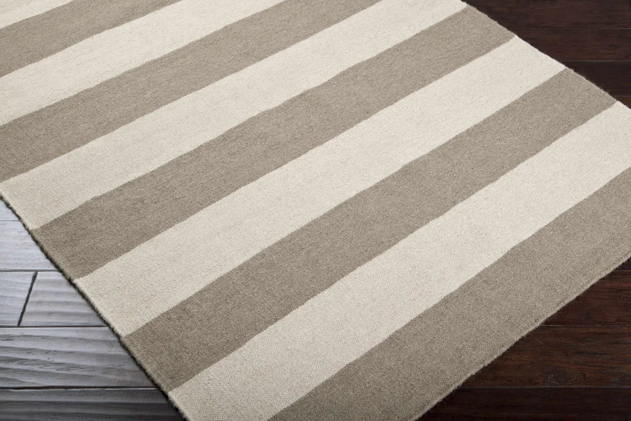 Ingersoll Beige&Gray Striped Wool Area Rug - Clearance by Boutique Rugs