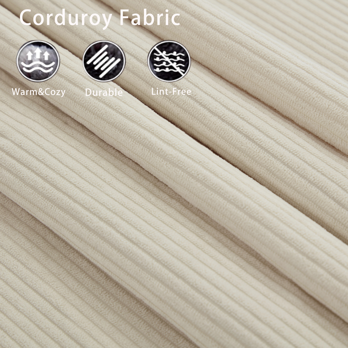 Modular Sofa 6-Piece Set with Neck & Waist Pillows - Beige Corduroy, photo 6 of 7