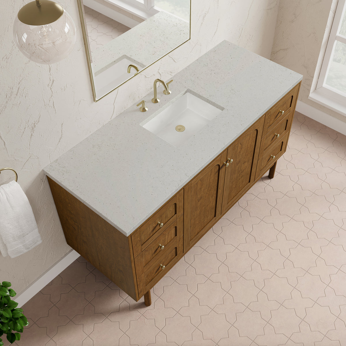 James Martin Laurent 60" Dual Mount Single Bathroom Vanity, Honey Oak, view 39