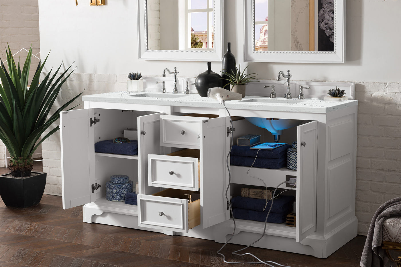 James Martin De Soto 72" Double Bathroom Vanity, Bright White, view 32