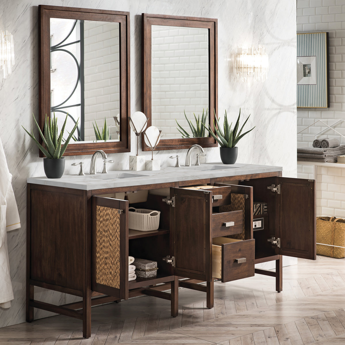 James Martin Addison 72" Double Bathroom Vanity, Mid-Century Acacia, view 40