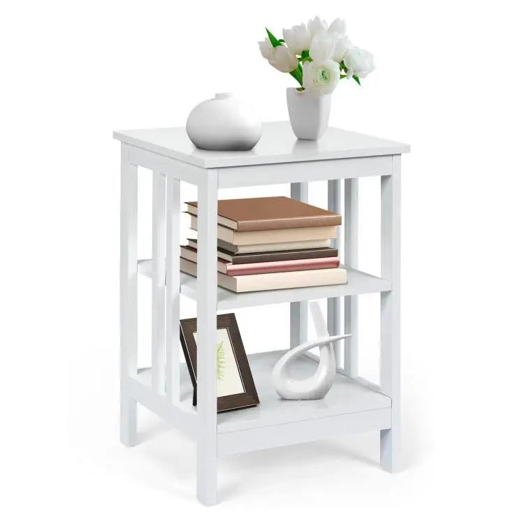 3-Tier Nightstand Sofa Side Table with Baffles and Round Corners by DirectDeals