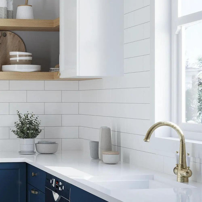 White 4x12 Matte Ceramic Subway Tile (34 pack, 10.4 sq ft/case) by Apollo Tile