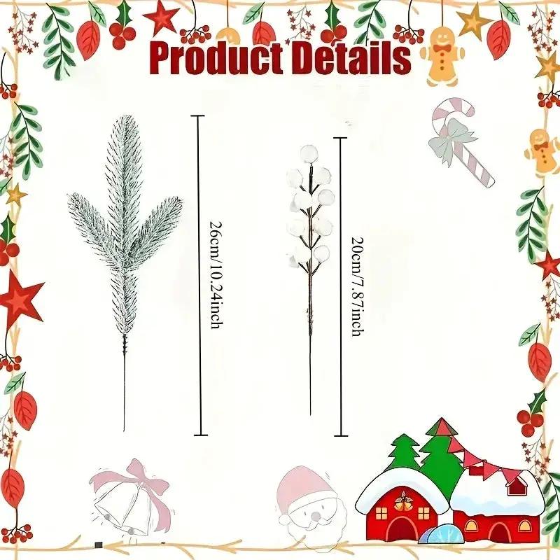 White Artificial Berry and Cedar Christmas Decor, 30pcs Winter Branches by House Of Avana