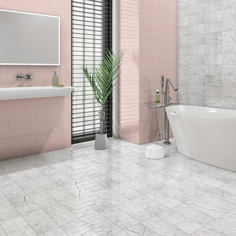 White Carrara Honed Marble Tiles 6x12 Marble Honed 6x12 Tiles — 2