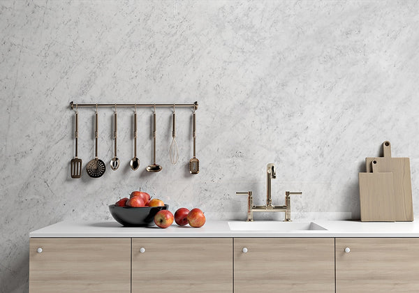 White Carrara Polished Marble Slab Random 1 1/4 room scene 2