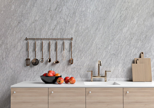 White Carrara Polished Marble Slab Random 3/4 room scene 2
