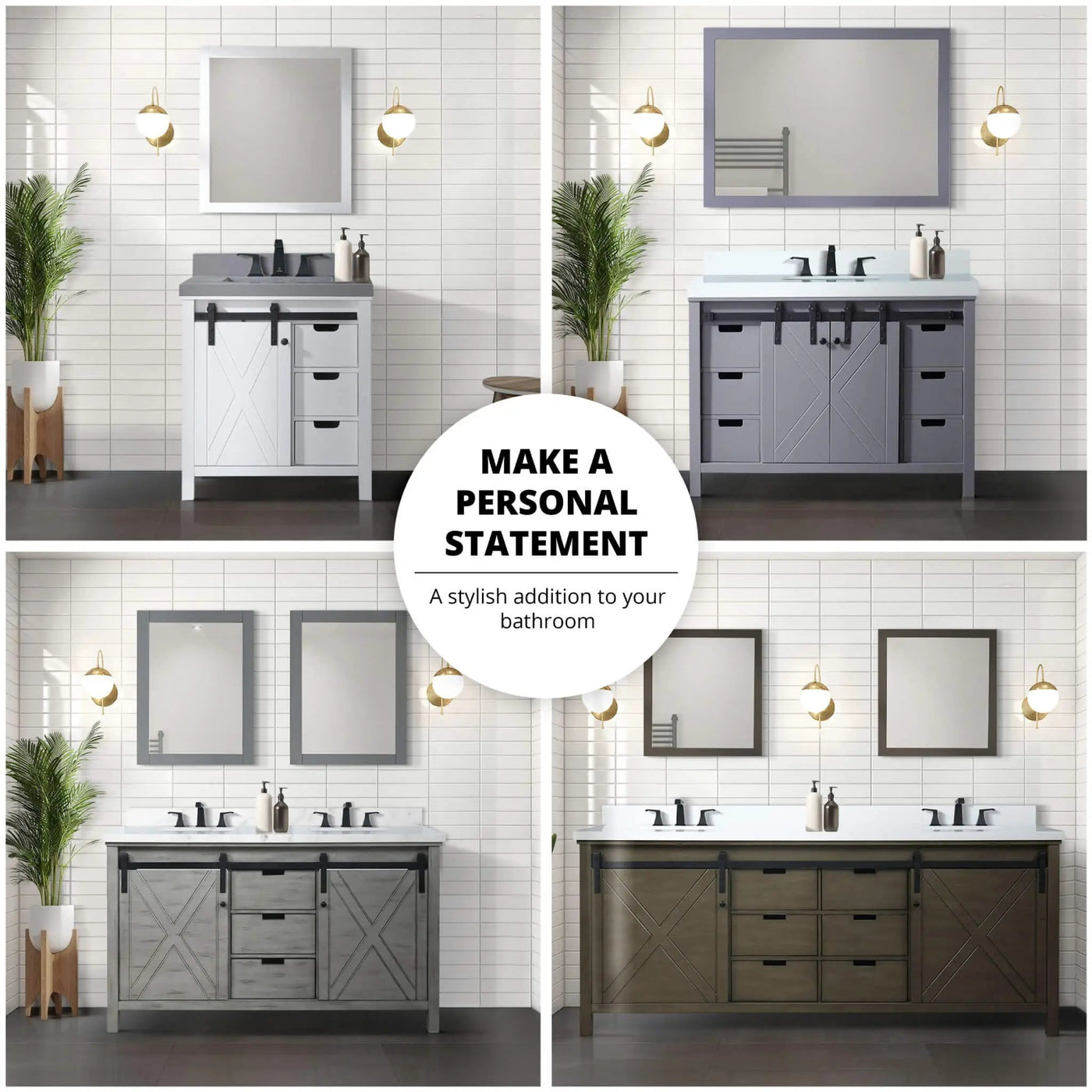 Nuvia White Bathroom Vanity With Gray Quartz Top And Faucet Set (SAK40685) by SAKSBY WHOLESALE