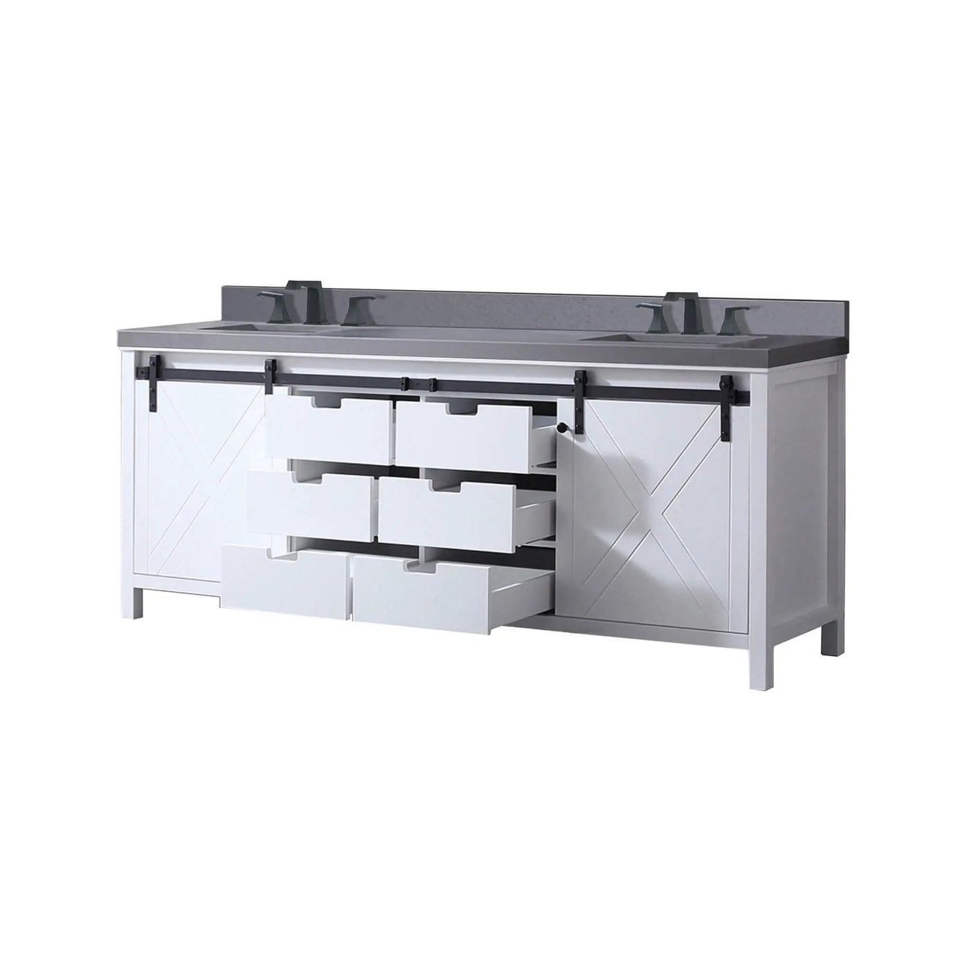 Nuvia White Bathroom Vanity With Gray Quartz Top And Faucet Set (SAK40685) by SAKSBY WHOLESALE