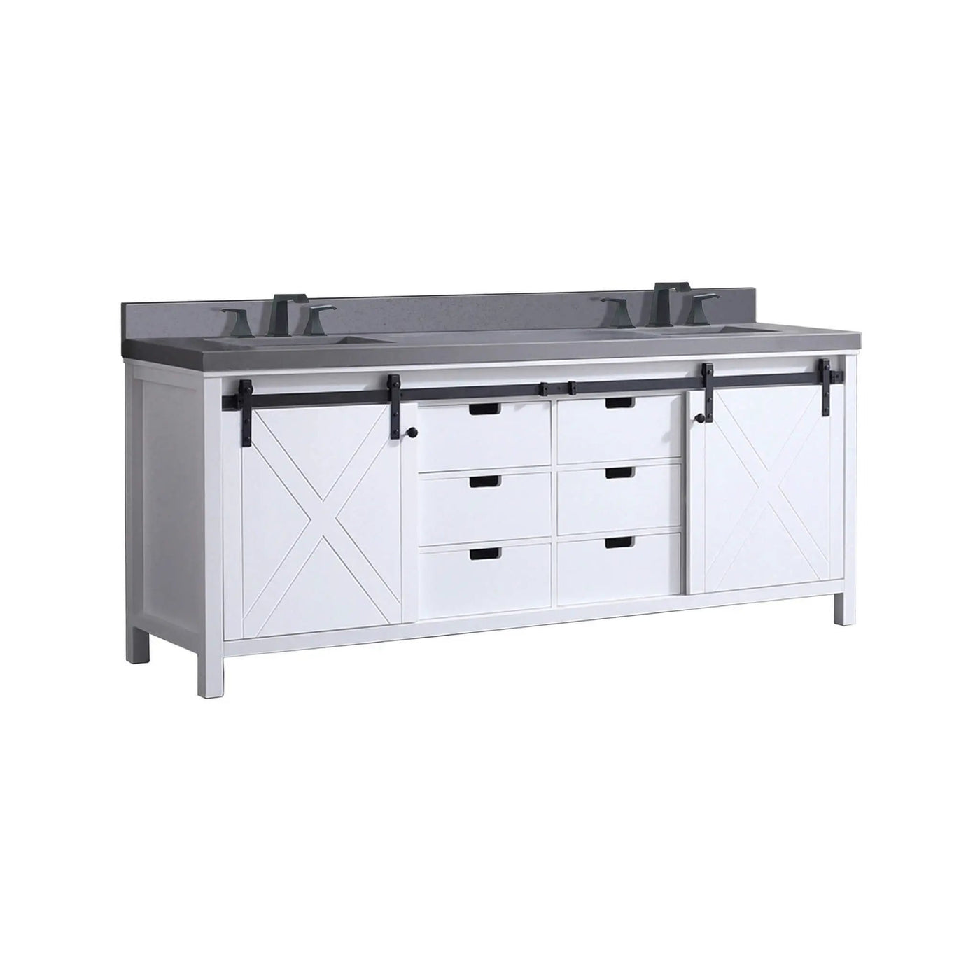 Nuvia White Bathroom Vanity With Gray Quartz Top And Faucet Set (SAK40685) by SAKSBY WHOLESALE