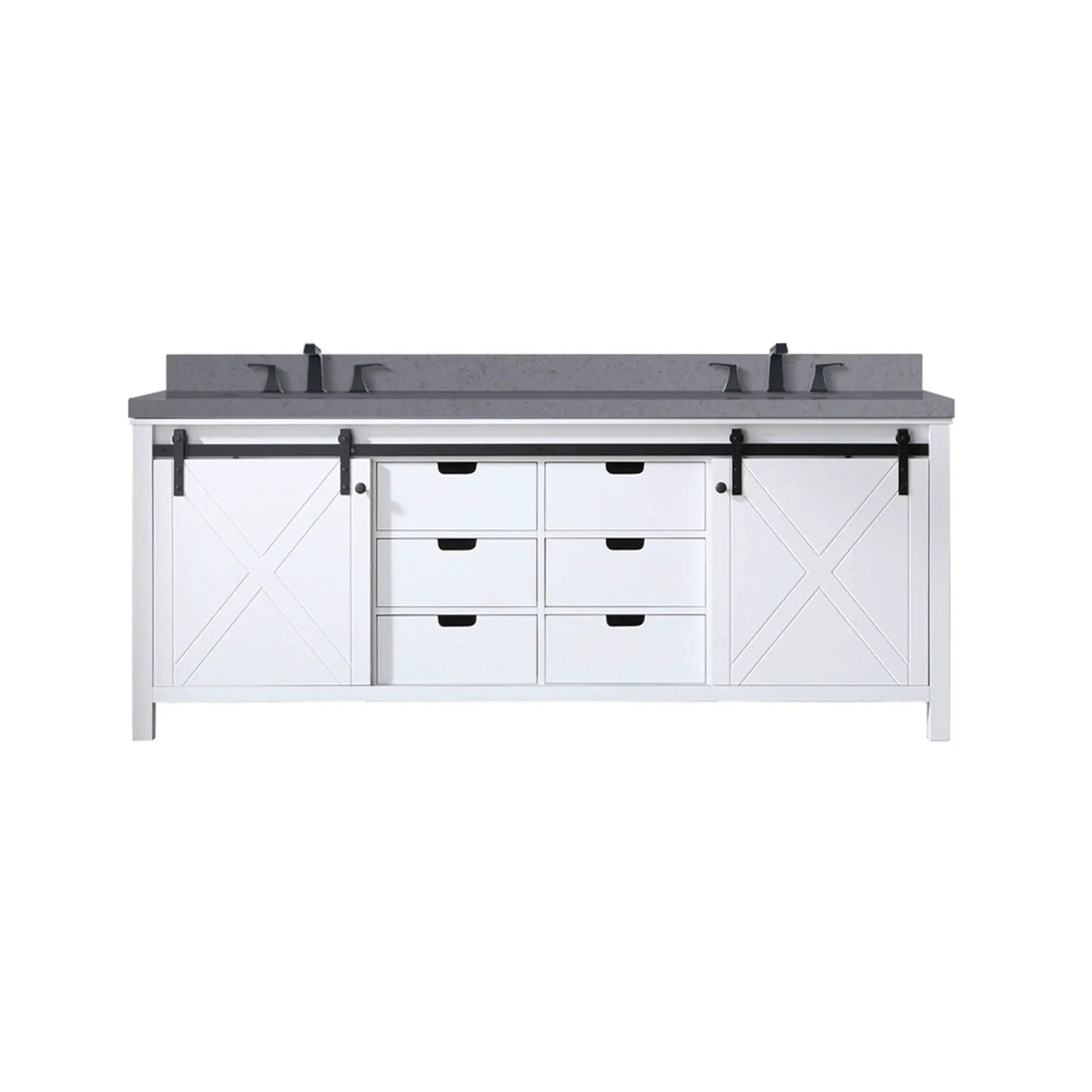 Nuvia White Bathroom Vanity With Gray Quartz Top And Faucet Set (SAK40685) by SAKSBY WHOLESALE